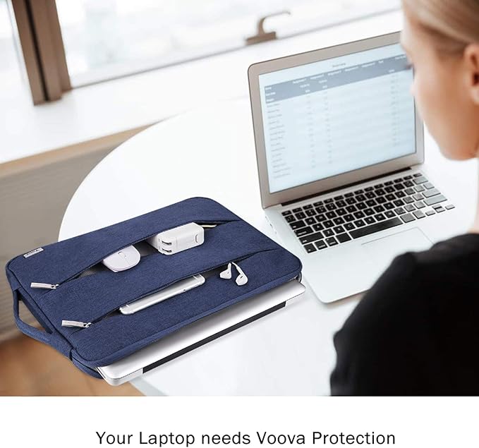 Voova 15.6 16 Inch Laptop Sleeve Case Compatible with MacBook Pro 16 M1/M2/M3/M4 Max 2019-2025, 15.6-16” Hp Lenovo Acer Asus, Waterproof Slim Computer Bag Cover with Handle, Blue