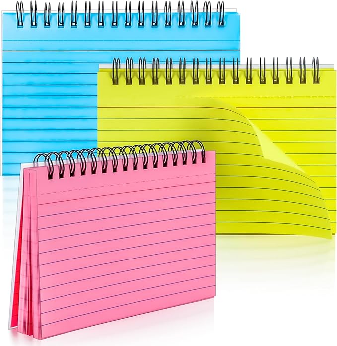 Colorful 150 Pcs Spiral Index Cards 4x6 Inch Flash Cards with Ring Lined Note Card Book Flashcards, Colored Ruled Card Pad Index Note Books 4 x 6 Notecards for Studying School Supply College