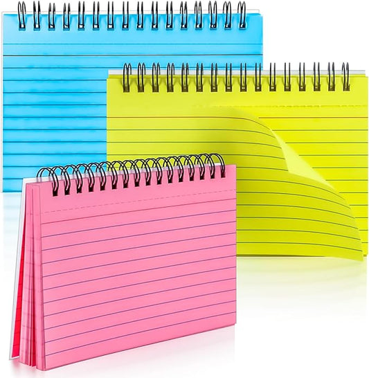Colorful 150 Pcs Spiral Index Cards 4x6 Inch Flash Cards with Ring Lined Note Card Book Flashcards, Colored Ruled Card Pad Index Note Books 4 x 6 Notecards for Studying School Supply College