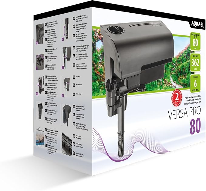 Aquael Versa Pro 80 Power Filter - Hang On Back Filter for Aquariums