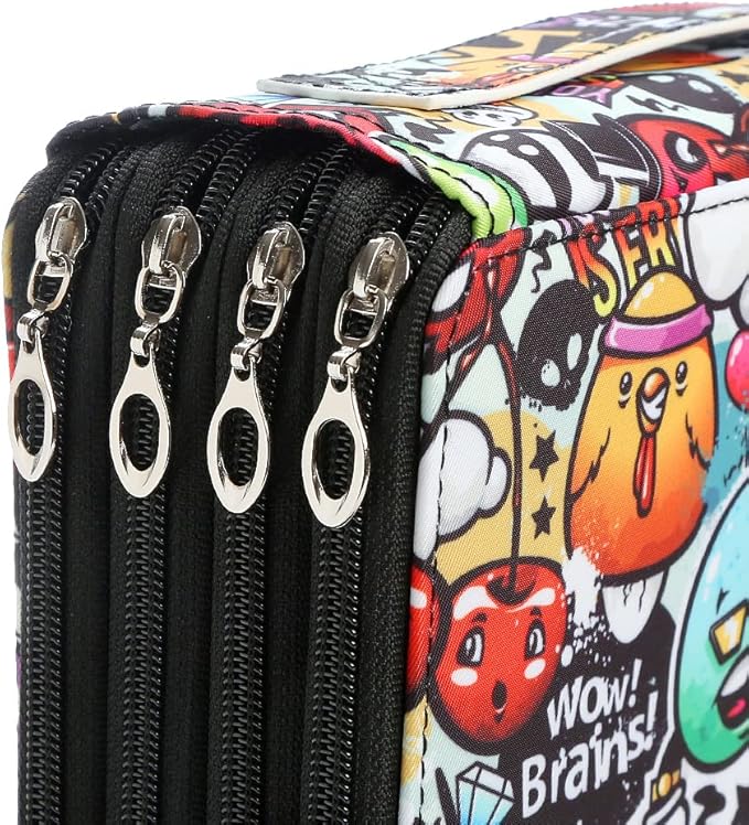 Portable Colored 200 Slots Pencil case Organizer with Printing Pattern for Watercolor Pens or Markers, Pencil Case Organizer for Artist