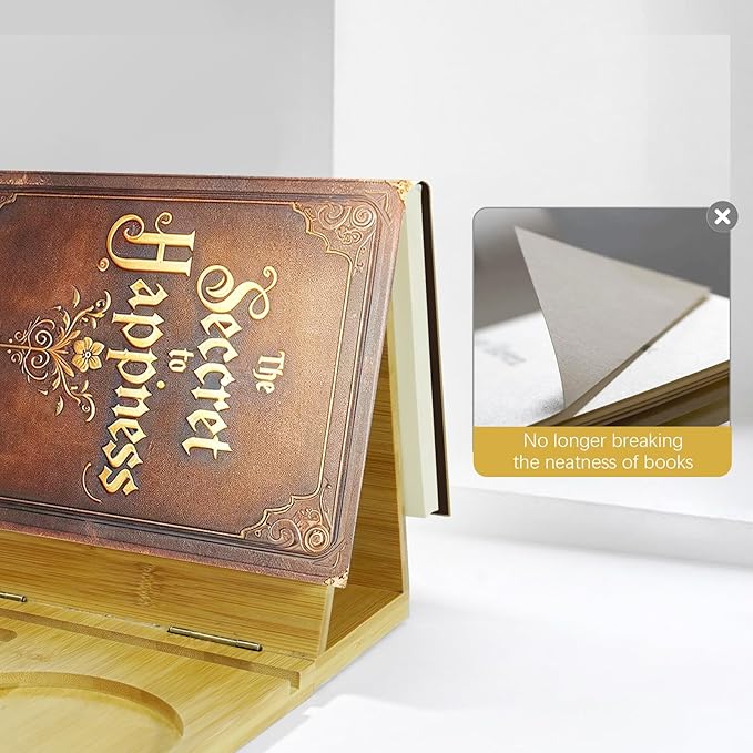 ZenRich Bamboo Wooden Book Stand Holder - Unique Book Nook Reading Valet with Cup, Glasses & Pen/Tablet/Kindle Holder. Foldable Bookmark - Ideal for Lovers