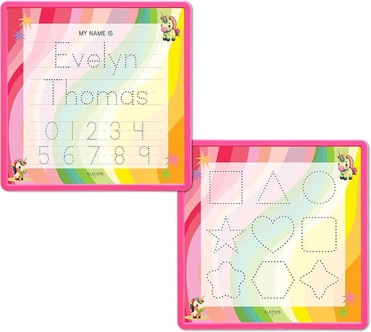 Kid's Name Tracing Board | Dry Erase Letter Tracing | Reusable Writing Practice Board | Personalized | Baby Unicorn Theme