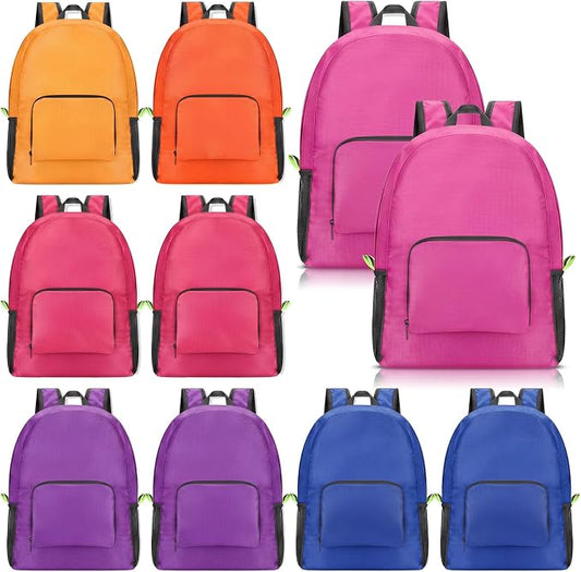 Jexine 10 Pcs Backpacks Bulk 16.5 Inches Lightweight Travel, Fuchsia Gem | Basic Book Bags for School Outdoor, Foldable Storage, Ideal Students Adults Commuters, Bulk Backpack Set for Teams