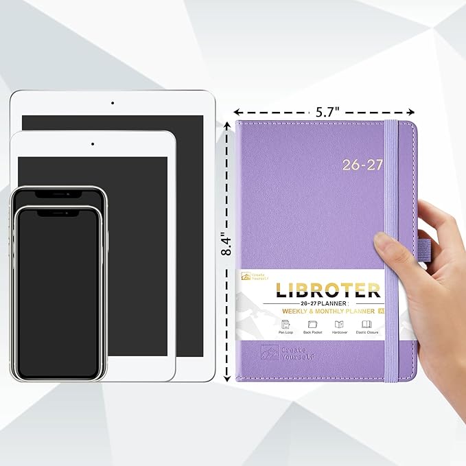 2026-2027 Planner - Academic Planner 2026-2027 Weekly Monthly Planner, July 2026 - June 2027, 5.7'' x 8.4'', Thick Paper, Leather Cover, Pen Holder, Back Pocket, Perfect Daily Organizer - Purple