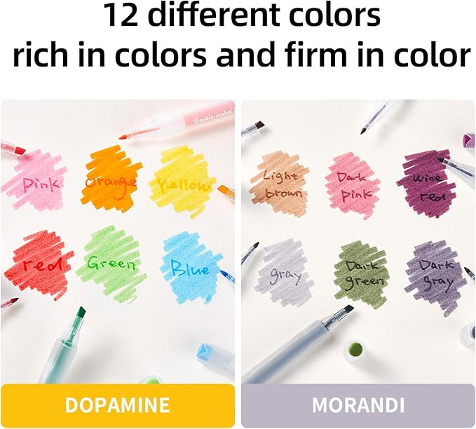 Bible Highlighters No Bleed, Double-Ended 12 Pack Assorted Pastel Colors Highlighter, Chisel and Fine Tips for School & Bible Study, Quick-Dry Pens for Note Taking, Journaling & Art