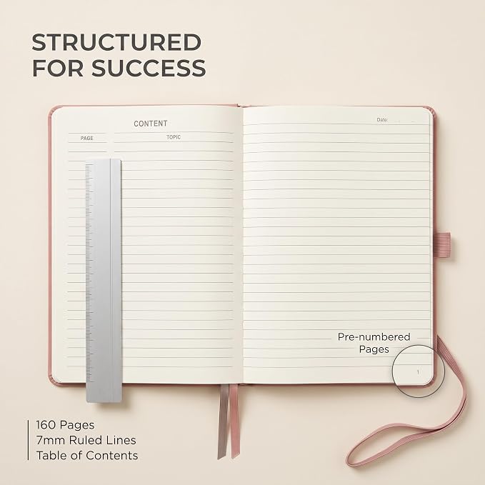 AHGXG Lined Journal Notebook, 160 Numbered Pages, A5 Size (5.7'' x 8.3'')
