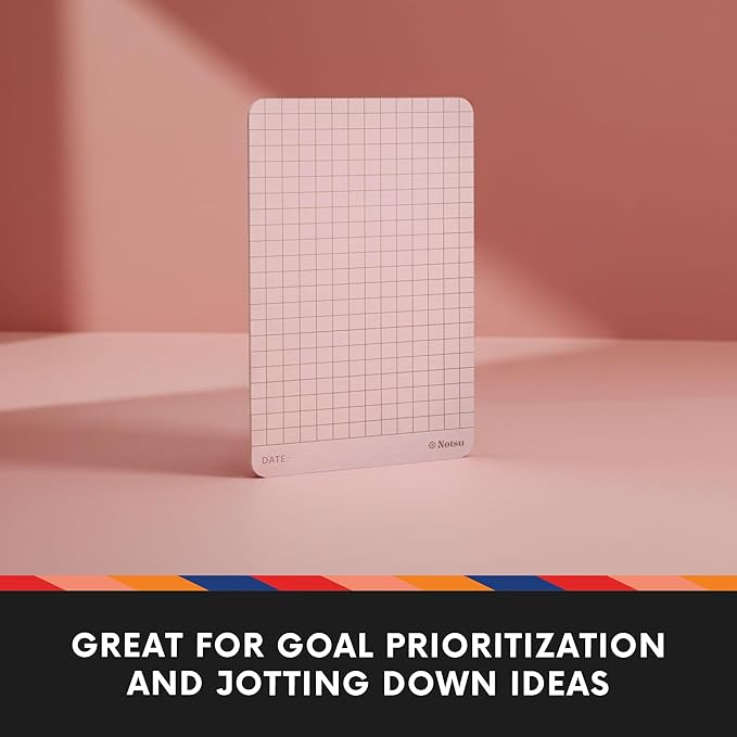Notsu Graph Grid Colored Note Cards 3x5 inch, 40 ct | Graphing Vertical Color Index Cards with Rounded Corners, Premium Thick Paper 350 gsm (Rose)