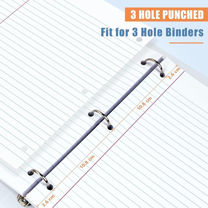 Loose Leaf Notebook Paper 750 Sheets 5 Packs Bulk for 3 Ring Binder, 8x10.5 Filler Paper Wide Ruled 3-Hole Punched Lined Paper for Writing Office Business School College Home (150 Sheets/Pack)