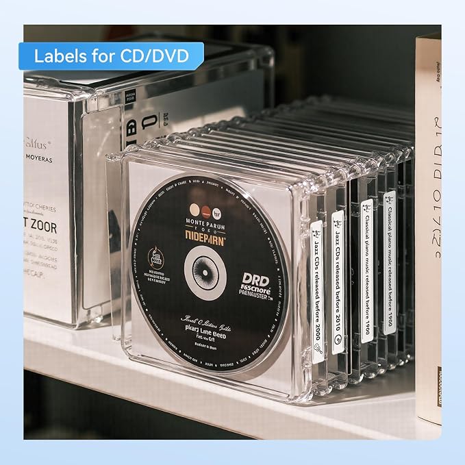 NIIMBOT Thermal Transfer Labels 0.55''x4.72'', for N1(B18) Label Maker, Long Storage Time, for CD DVD Cases Warehouse Labeling, White(14mmx120mm)