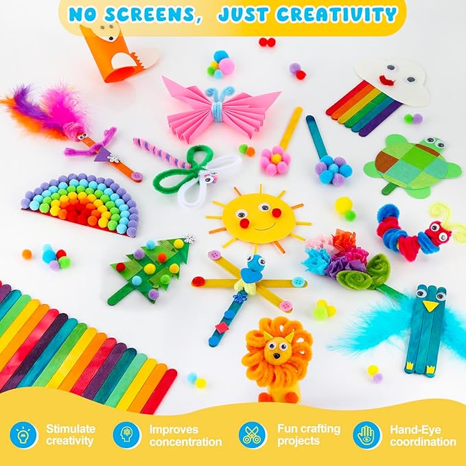 Zefy 3200+ Pcs Arts and Crafts Supplies for Kids, All in One Craft Kits with 12 Crafts Design, DIY School Supplies Kit Craft Box Easter Gifts for Girls Boys Ages 4-12