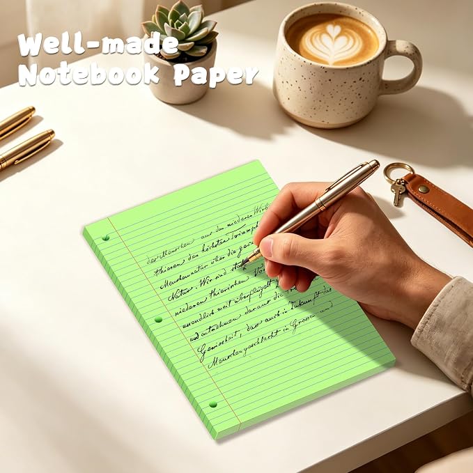120 Sheets Colored 8x10.5 Inch Loose Leaf Paper, 6 Colored College Ruled 3 Hole Punched Notebook Paper, Color-Coded Note Taking for Students & Teachers, Office & School Supplies，20 Sheets Per Color