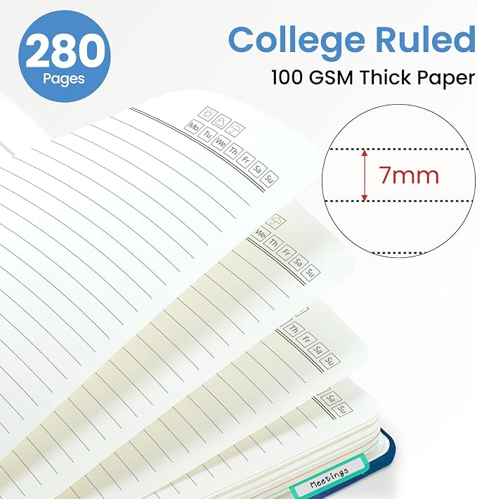 ZOTIA Large Spiral Notebooks for Work 5 Subject with Removable Dividers