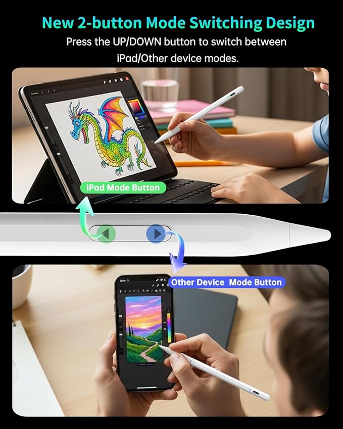 MEKO Universal Stylus Pen for Apple iPhone & Android & iPad, 2X Fast Charge Active Stylus Pencil for All Touch Screen, High Sensitivity Capacitive Stylus for Smartphone Apple Watch Tablet-White