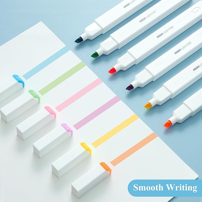M&G 6 Pcs Pastel Highlighters, Assorted Colors, Quick-Dry No-Bleed Ink with Chisel Tip, Easy Grip Design for Journaling, Planners, and Office Documents