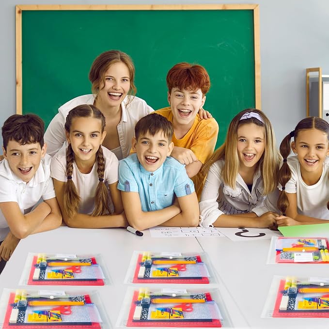 AmazingSpark 1 Set Back to School Supplies Kit for Students Grade 7-12 Donation Kits Back to School Supplies Bundle Essentials Includes Folder Highlighters Crayons Notebooks Scissors and More