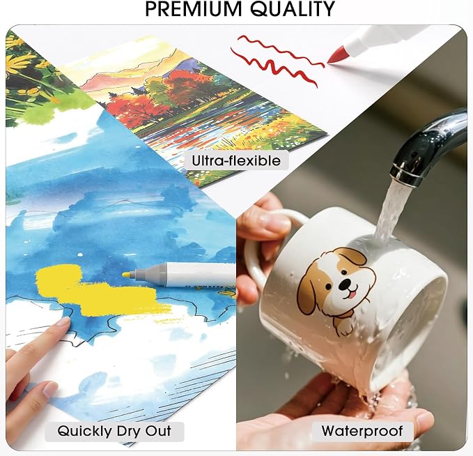 80 Colors Acrylic Paint Markers, Dual Tip Brush & Fine Tip