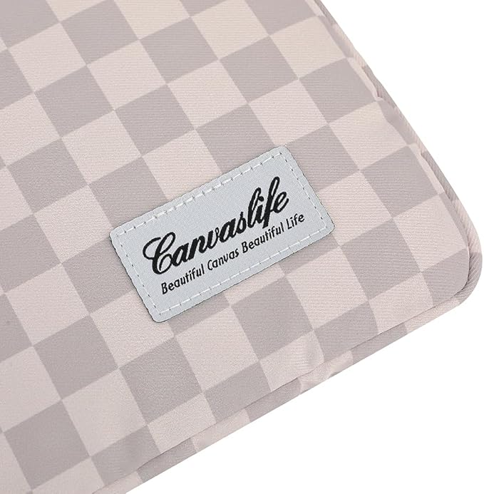 Canvaslife Neutral Checker Pattern Laptop Sleeve 15 Inch 15.6 Inch Waterproof Shockproof Laptop Bag Case with Front Pocket