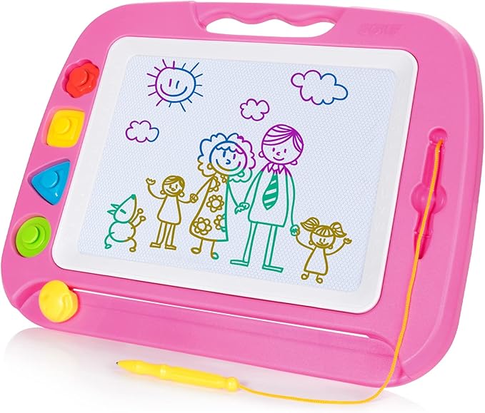 SGILE Toddler Toys for Kids, Large Magnetic Drawing Board for Birthday Gift, Toys for 1 2 3 4 Year Old Girls Boys, Etch & Sketch Pad with 4 Stamps, Learning and Educational, 16 ×13 in, Pink