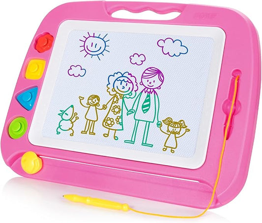 SGILE Toddler Toys for Kids, Large Magnetic Drawing Board for Birthday Gift, Toys for 1 2 3 4 Year Old Girls Boys, Etch & Sketch Pad with 4 Stamps, Learning and Educational, 16 ×13 in, Pink