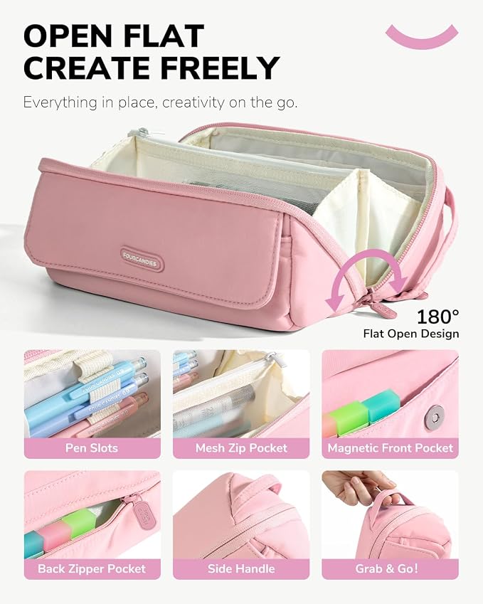 Four Candies 36PCS Mechanical Pencil Set with 624 Lead Refills (Light Pink) | 0.5mm, 0.7mm, 0.9mm & 2.0mm Mechanical Pencils, Aesthetic School Supplies for Writing, Drawing, Drafting and Note-Taking