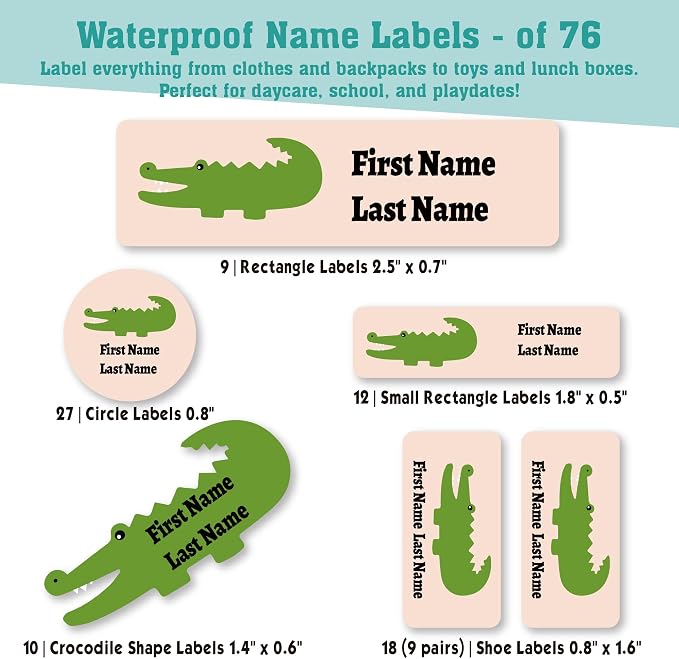 Personalized Daycare Name Labels for Kids (76 Labels) - Custom Durable Waterproof Name Stickers for Clothing Tags, Water Bottles, Lunch Boxes, and School Supplies - Dishwasher, Washer