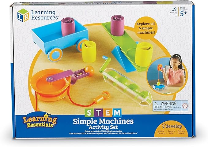 Learning Resources STEM Simple Machines Activity Set - STEM Engineering Kits for Kids, Simple Machines Kit for Classroom, Pulley Machine, Engineering Activities, Force and Motion Science Kit