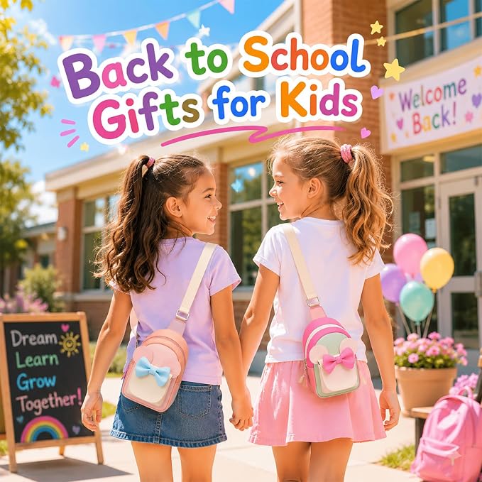 Birthday Back to School Gifts for Girls 3-8, Kids Fanny Pack Toddler Purse | Cute Fashion Sling Crossbody Bag for 3 4 5 6 7 8 Year Old Girls with Adjustable Strap. Perfect for Travel Holiday Essentials