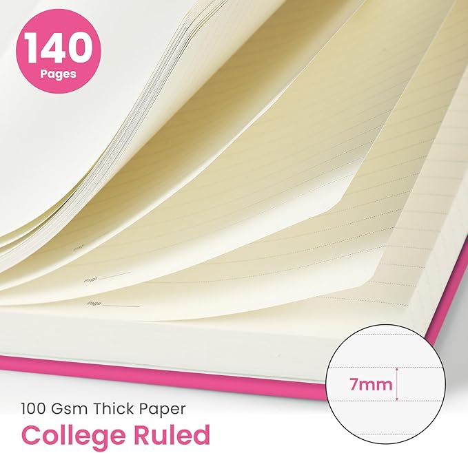 Taja Lined Spiral Journal Notebook for Women & Men, 140 Pages, College Ruled Hardcover Notebook for Work & Note Taking, Journals for Writing, A5(5.7" x 7.9") – Berry Pink