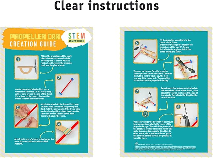 Rubber Band Propeller Car Kit, 30-Pack – Build 30 Rubber Band Propeller Cars, Complete STEM Engineering Project Kit for Classrooms, Ages 8+