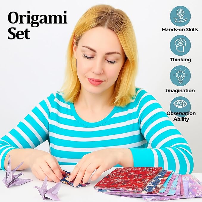 Lincia 1200 Pieces Origami Paper Kit Japanese Washi 6 Inch Square Double Sided Sheet 32 Vivid Colors Sakura Cherry Flowers Colors for Hand Crafts Project Creativity Scrapbook Paper Beginner