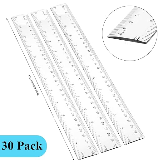 Zonon 30 Pcs Wooden Rulers Bulk 12 Inch Ruler for Classroom, Easy-to-Read with Inches and Metric, First Day of School Gift for Kids, School, Home, Office, Students, Teachers