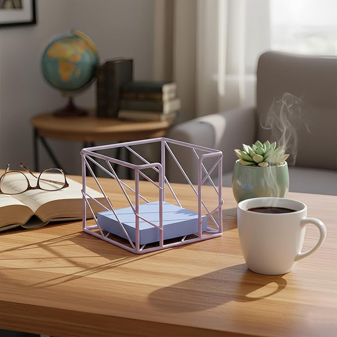 Desktop Organizer - Iron Sticky Memo Holder, Multi-Functional Stationery Holder & Desk Accessories for Office/Home/School (Purple)