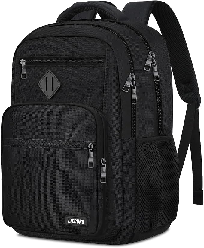 Black Backpack for Men, School Backpack for Boys Teens,15.6 inch Laptop Back Pack with Reinforced Straps, Backpacks for School Business Work College Travel, College Book Bag, Bookbag