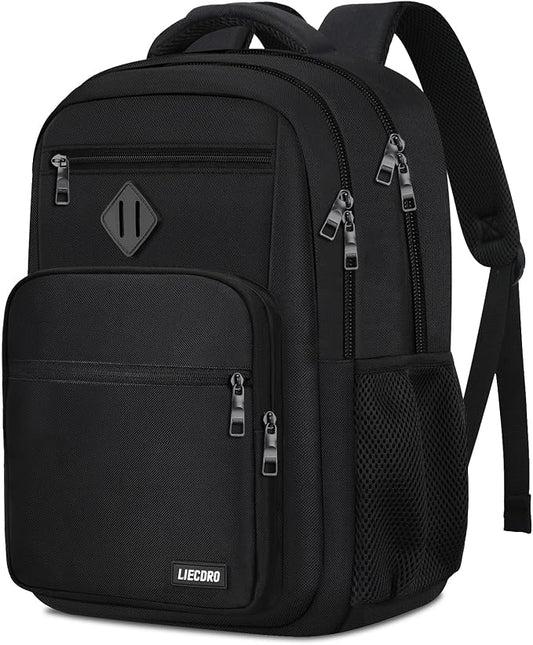 Black Backpack for Men, School Backpack for Boys Teens,15.6 inch Laptop Back Pack with Reinforced Straps, Backpacks for School Business Work College Travel, College Book Bag, Bookbag