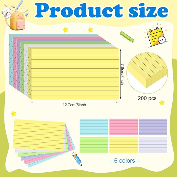 240 Count Index Cards 3x5 Inch Colored Flash Cards Flashcards Heavyweight Note Cards for Studying School College Office Supplies