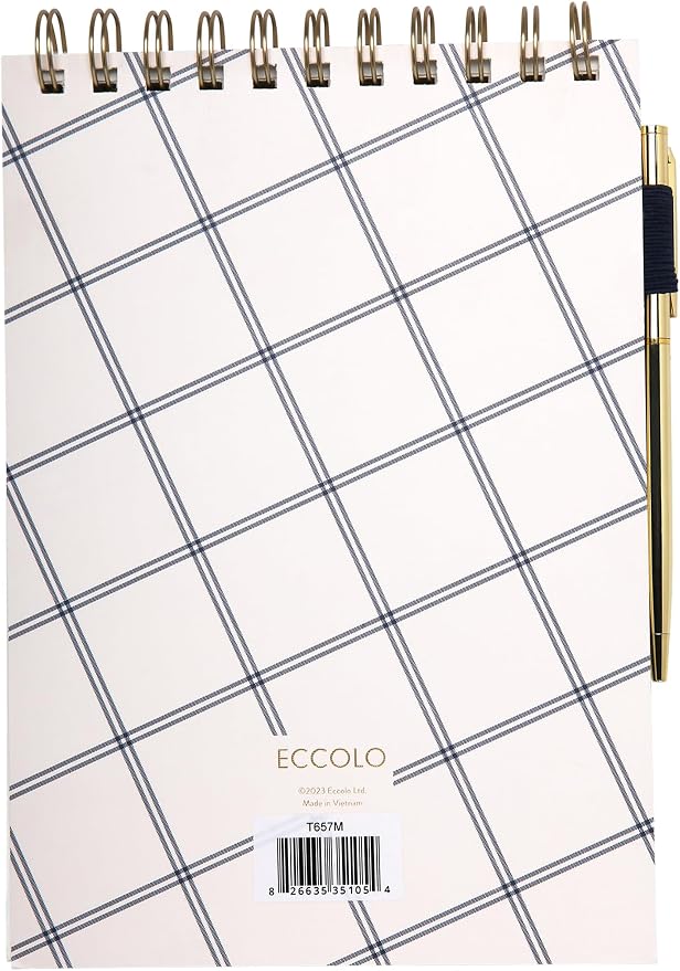 Eccolo Steno Notebook 120 Sheets Top Spiral Notebook with Gold Pen 6x8