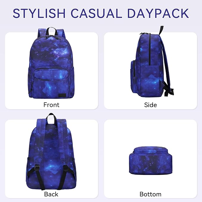VASCHY School Backpacks for Boys, Lightweight Bookbag Schoolbag for Elementary School Casual Basic Simple Daypack for Middle School Galaxy