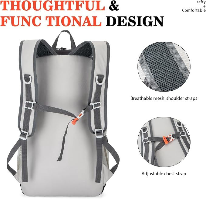BAGPARKK 35L Ultra Lightweight Foldable Packable Hiking Backpack | Travel Backpack, Survival Whistle, Water-Resistant, Camping Daypack, Outdoor Sports, 0.88 pounds, Men & Women