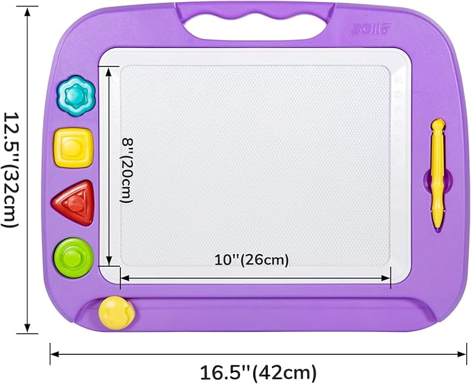 SGILE Toddler Toys for Kids, Large Magnetic Drawing Board for Birthday Gift, Toys for 1 2 3 4 Year Old Girls Boys, Etch & Sketch Pad with 4 Stamps, Learning and Educational, 16 ×13 in, Purple