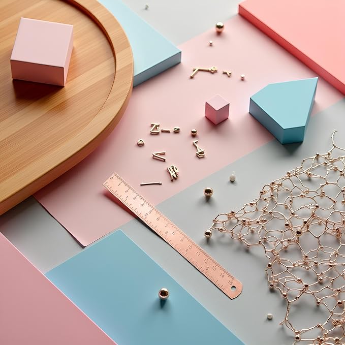 Rose Gold Ruler, Metal Drawing Ruler, Unisex Learning Measuring Ruler Bookmark Stationery for School Office Math Geometry Drafting Tools, Office School Supplies, Drafting Tools and Kits
