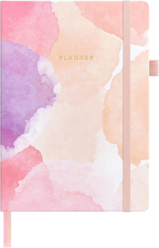 And Per Se Undated Planner, Weekly & Monthly Planner with Goal & Habit Tracker, A5 Leather Hardcover Productivity Journal for Academic Year (Blush Watercolor)