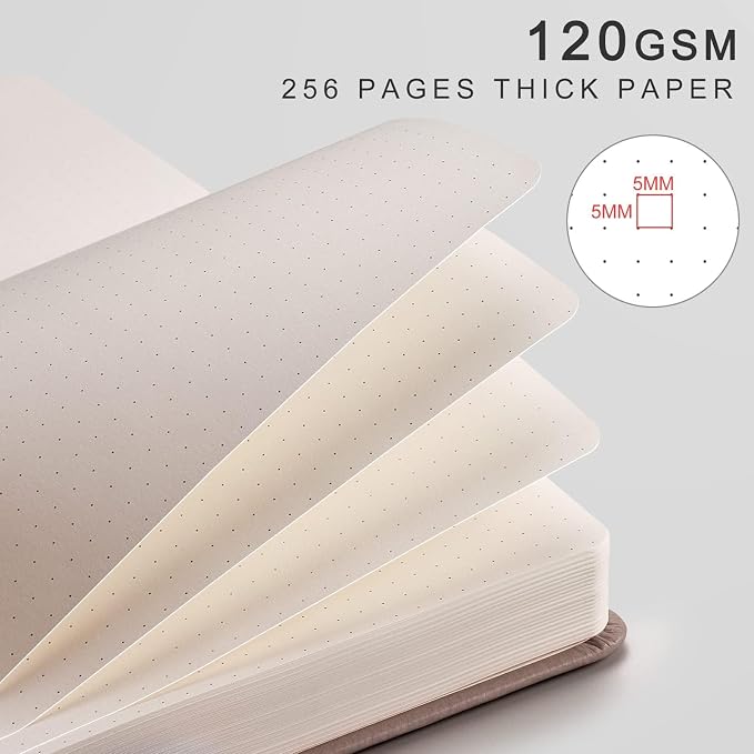 EMSHOI Dotted Journal Notebook, 256 Pages, A5 Size (5.7'' x 8.3'')