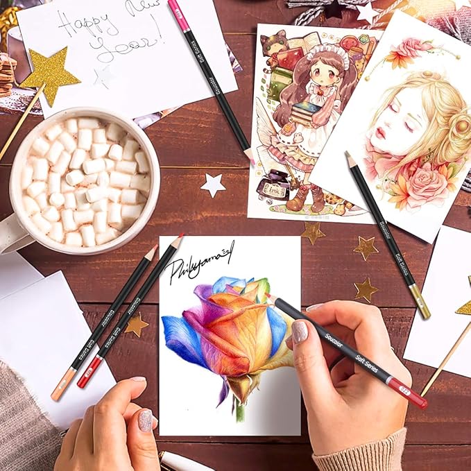 Soucolor 72 Colored Pencils Set - Premium Art Supplies for Adults Coloring Book - Vibrant Colors, Smooth Writing, Easy Blending and Shading, Perfect for Coloring Books, Sketching & Drawing Pads