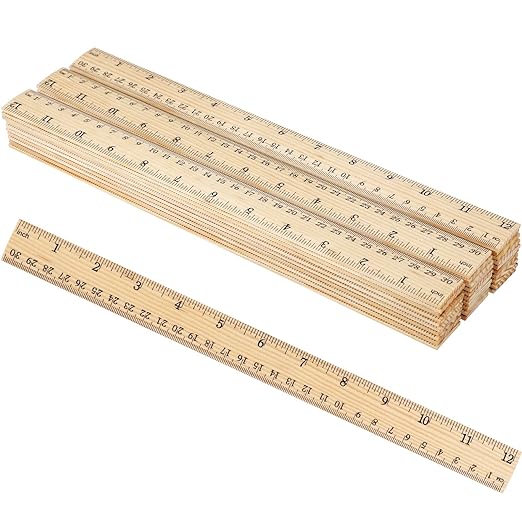 Zonon 30 Pcs Wooden Rulers Bulk 12 Inch Ruler for Classroom, Easy-to-Read with Inches and Metric, First Day of School Gift for Kids, School, Home, Office, Students, Teachers