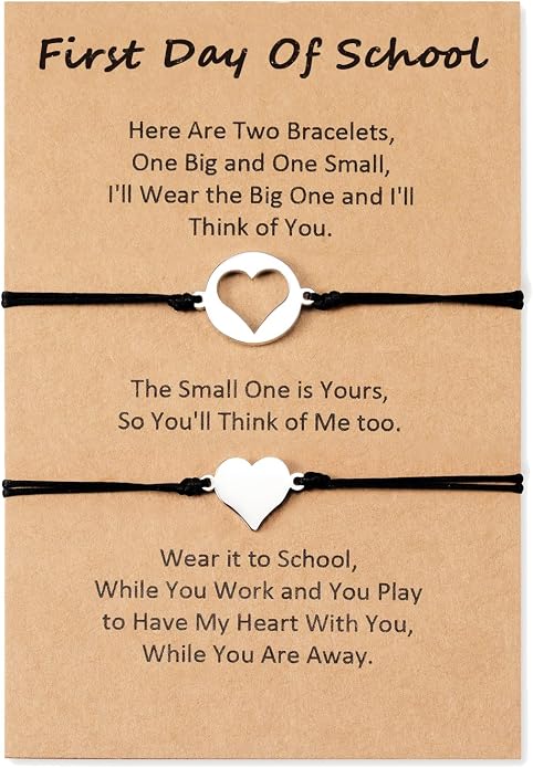 Back to School Gifts Mommy and Me Bracelet First Day of School Matching Wish Bracelets Set for Mother Daughter Son Women Teen Girls Boys Jewelry Gift