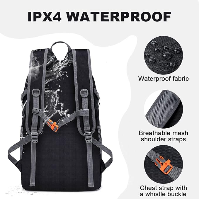 MIYCOO Ultralight Packable Backpack, 35L Waterproof Hiking Daypack | Travel Camping Foldable Daypack, Hiking Back Pack for Men Women, Orange