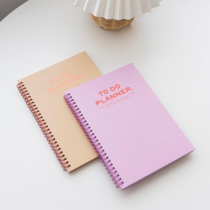 Undated Daily Planner, Spiral To Do Planner with Habit Tracker and Gratitude Journal, Hardcover Productivity Planner, 6.9 x 9.8 Inches, 120 Pages, 100 GSM Paper, Natural Beige