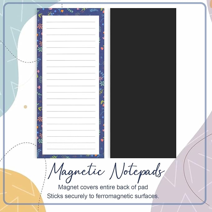 AZUREAL 7 Pack Magnetic Notepads for Refrigerator, Grocery List Magnet Pad for Fridge, Flower Design Magnetic Grocery List Pad for Fridge, To-Do Memos, List, 30 Sheets Per Note Pads