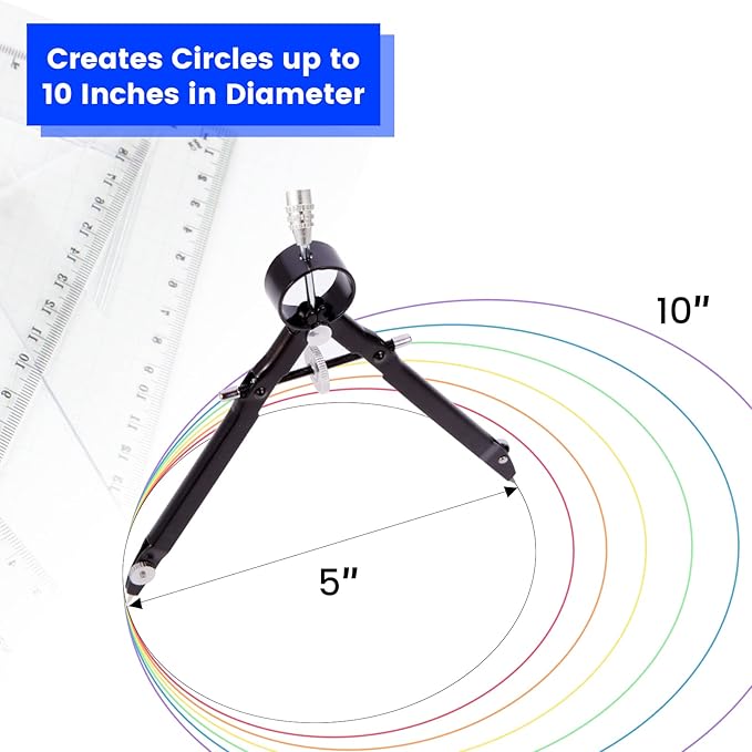 2pcs Compass for Geometry, Professional Drawing Compass,Metal Compass, Circle Compass Drawing Tool for Geometry, Math, Drafting, Drawing, Measuring, School & Office Supplies by CUALORK